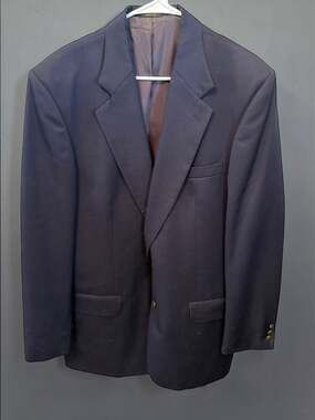 Oscar de la Renta Men's Tailored 100% Wool Navy Blue Blazer Sport Coat Size 44 X